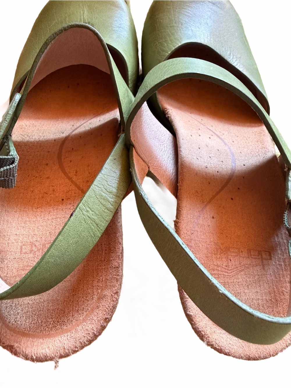 Dansko Thea Spring Green Leather Ankle Strap Clogs Size 37 6.5 7 Womens Shoes - Picture 8 of 10